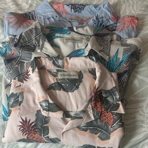 Caribbean Sky Blue Shirt with Tropical Patterns